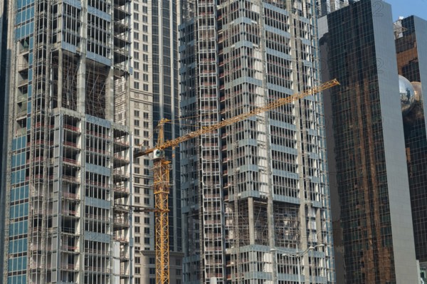 Doha, Qatar. September 22nd 2019 Modern high rise office and commercial property under construction in the financial district of Doha, capital of Qatar, GCC, Middle East