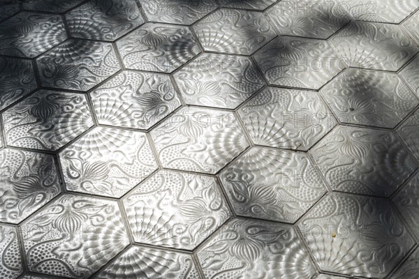 Pavement paving on Passeig de Gràcia designed by Antoni Gaudí, Barccelona, Spain