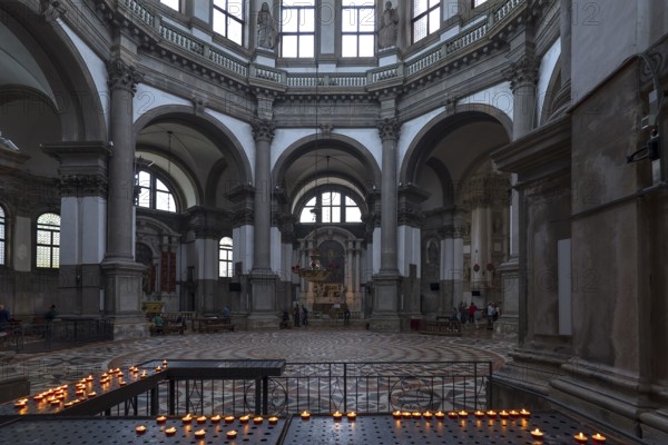 Interior of the Baroque church of Santa Maria della Salute, 17th century, Dorsoduro district, Venice, Veneto, Italy