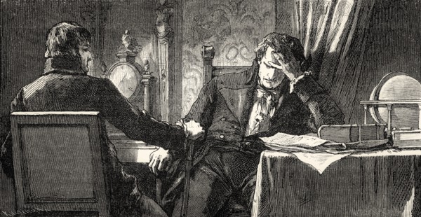 ACT III., SCENE II., Duke, Secretary, scene from THE NATURAL DAUGHTER, DIE NATÜRLICHE TOCHTER, by Johann Wolfgang von Goethe