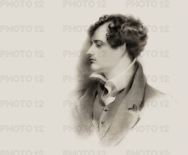 George Gordon Noel Byron, 6th Baron Byron of Rochdale, 1788, 1824, British poet, digital edited