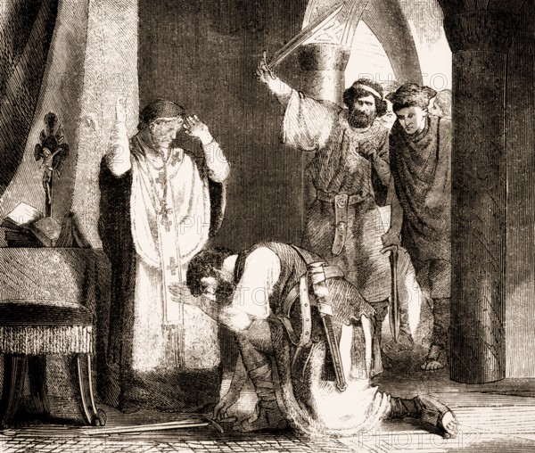 Pope Sergius I, c.?650 – 701, and his bodyguard protospatharios Zacharias