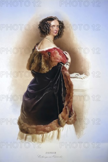 Sophie Friederike of Bavaria, Archduchess of Austria, Mother of Emperor Franz Josef, Historical, digitally restored reproduction from a 19th century original, Record date not stated