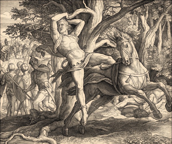 Death of Absalom, Battle of Ephraim's Wood, Old Testament, by Julius Schnorr von Carolsfeld