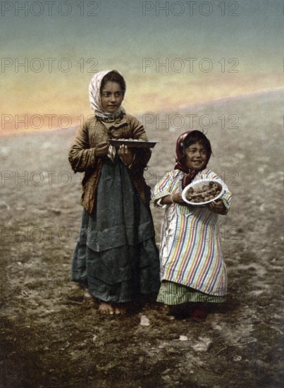Children from Jerusalem, today Israel, Historical, digitally restored reproduction from a 19th century original, Record date not stated