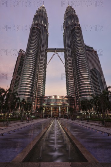KUALA LUMPUR, MALAYSIA, MAY 5: Petronas Twin Towers in twilight on May 5, 2011 in Kuala Lumpur. They were the tallest building in the world 1998-2004 and remain the tallest twin building