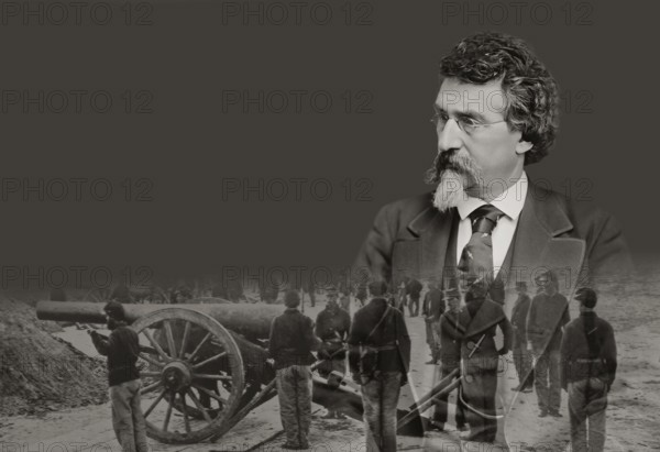 Mathew B. Brady, 1823 – 1896, early American photographer, scene of the Civil War, digitally altered