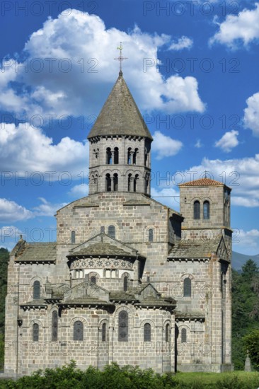 Saint Nectaire. Roman church. Puy de Dome department. Auvergne Rhone Alpes. France
