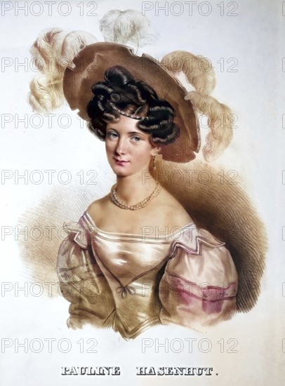Pauline Mattis (1809-1844) born Hasenhut. First dancer at the k. k. Hofoperntheater, Historical, digitally restored reproduction from a 19th century original, Record date not stated