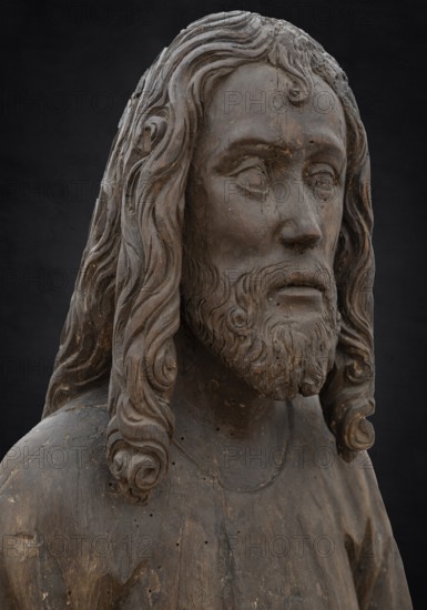 Christ on the Palm Donkey, c. 1500, detail, on dark background, Zeppelin Museum, Friedrichshafen, Baden-Württemberg, Germany