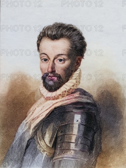 Henri, 2nd Prince of Conde, 1552-1588. Leader of the Huguenots. Photo-etching from a portrait in the Chantilly collection. From the book Lady Jackson's Work, 1899, Historic, digitally restored reproduction from a 19th century original, Record date not stated