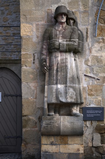 War memorial, Upper gate tower, Schiller town Marbach am Neckar, evening light, Baden-Württemberg, Germany
