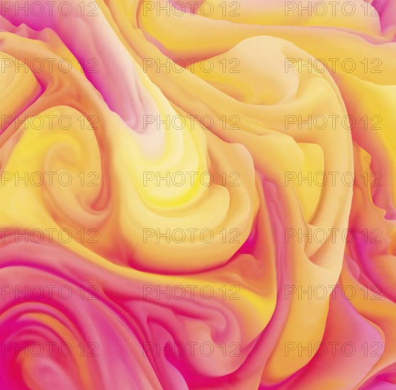 This illustration showcases dynamic bursts of pastel colors, blending smoothly in abstract swirls. The vivid pinks, yellows, and oranges create an energetic visual impact