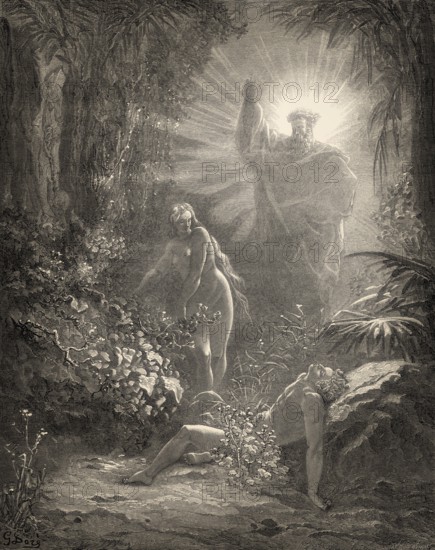 The Creation of Eve, Old Testament, woodcut by Gustave Doré