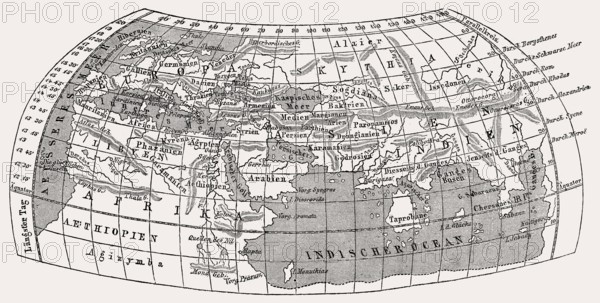 World map by Claudius Ptolemy, c.?100 – c.?170, a Greek mathematician, astronomer, geographer and astrologer