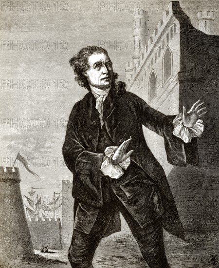 David Garrick, 1717-1779, ein englischer Schauspieler, als Hamlet