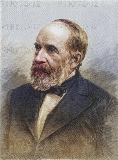 Leo Lesquereux (1806-1889), born in Fleurier, Switzerland, emigrated to America with his family in 1847 and settled in Columbus, Ohio. In the 1830s, he became deaf due to an illness. As a bryologist (expert on mosses and liverworts) and palaeobotanist, he assisted Louis Agassiz with the botanical part of his journey to Lake Superior and completed his work on American mosses after William Sullivant's death in 1873. Copperplate engraving, 1896, Historic, digitally restored reproduction from a 19th century original, Record date not stated