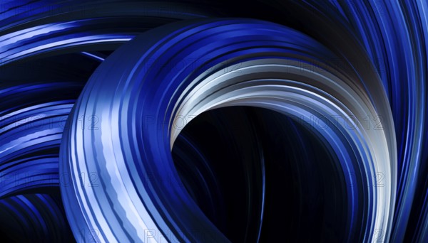 A captivating 3D rendered illustration showcasing abstract in an attractor style, swirling waves of blue and white in a mesmerizing, fluid motion that evokes a sense of movement and depth