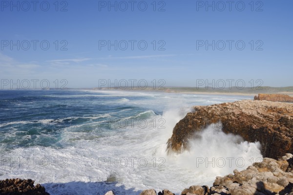 Surf on the Rocky Coast, Carrapateira, Parque Natural do Sudoeste Alentejano e Costa Vicentina, Algarve, Portugal