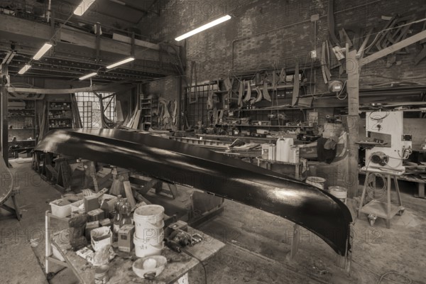 Construction of a gondola in a shipyard, Giudecca, Veneto, Italy