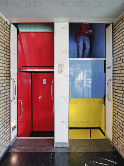 Paternoster lift in the heritage-protected town hall of Lünen, Ruhr area, North Rhine-Westphalia, Germany