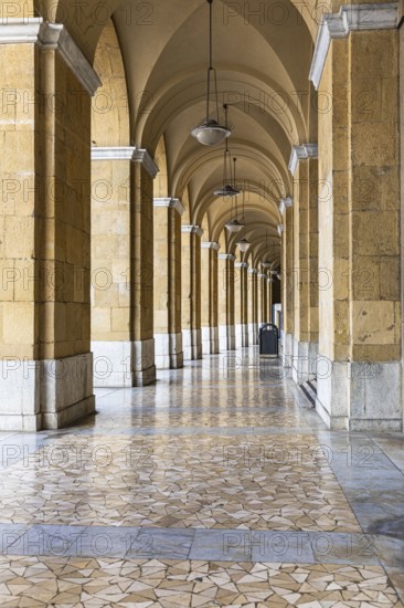 Arched arcades in the historic centre of Pisa, Pisa, Tuscany, Italy