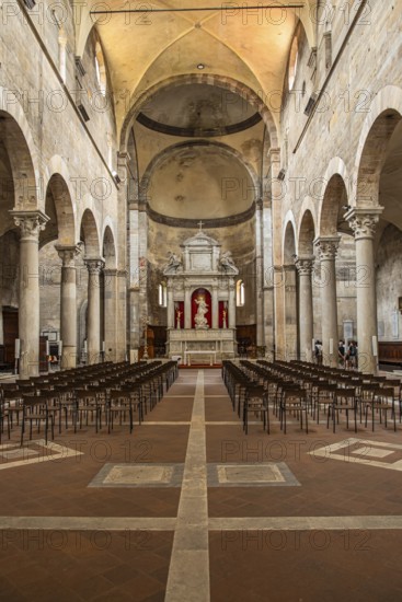 The church of San Frediano, view from the entrance to the altar, historic city centre, Lucca, Tuscany, Italy