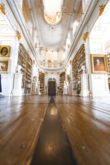 Magnificent library with fine wooden floor, decorated with paintings and sculptures, Weimar, Germany