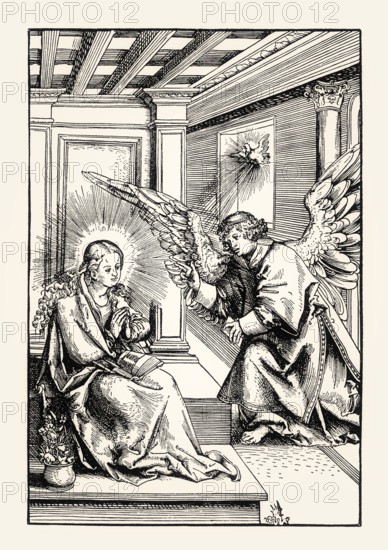Annunciation to the Blessed Virgin Mary, Lucas Cranach the Elder, 1512, digitally restored