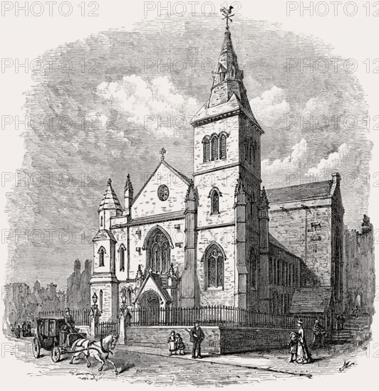 Reconstruction, Trinity College Kirk, a royal collegiate church demolished in 1848, Edinburgh, Scotland, 19th century