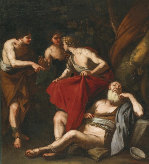 Die Trunkenheit Noahs, painting by Luca Giordano (Italian, 1634-1705), historically, digitally restored reproduction of a 17th-century original, exact date unknown, The Drunkenness of Noah, painting made by Luca Giordano (Italian, Historically, digitally restored reproduction of a 17th-century original, exact date unknown