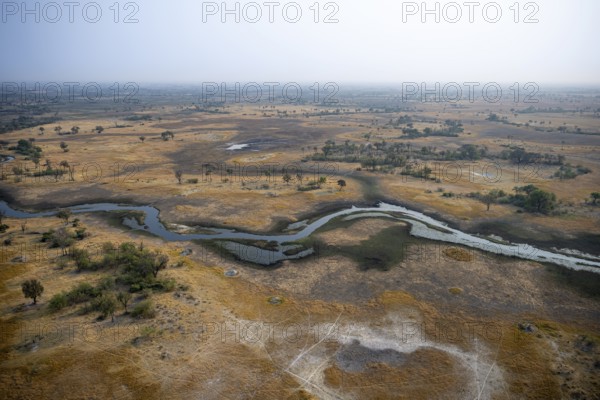 Wetland, landscape, aerial view of the Okavango Delta, near Maun, Okavango Delta, Botswana