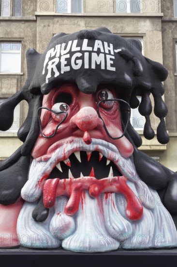 Mullah regime in Iran, theme car by Jacques Tilly, Düsseldorfer Rosenmontagszug, Düsseldorf, North Rhine-Westphalia, Germany