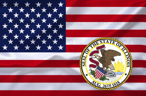 The flag of the USA with the coat of arms of Illinois, Studio