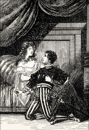 Scene from Götz von Berlichingen, Adelheid von Walldorf with Franz, drama by Johann Wolfgang von Goethe