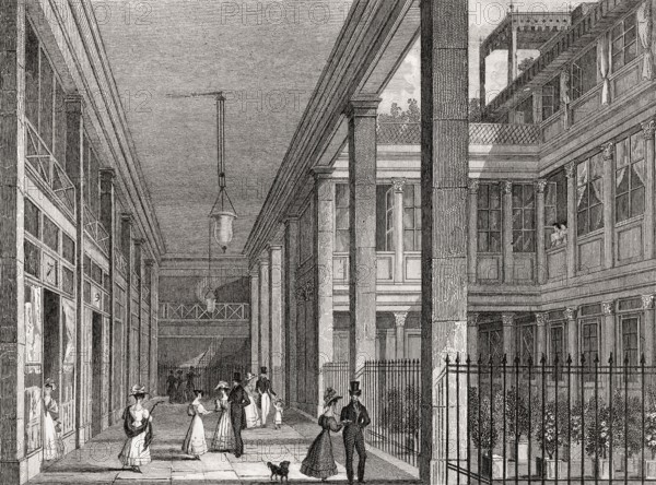 Le passage Ben-Aïad, Paris, antique steel engraved print, 1831