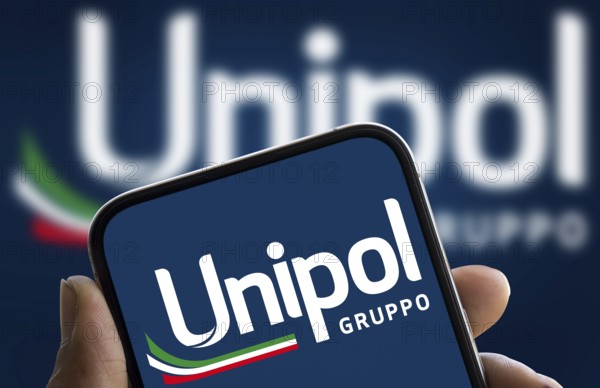 Unipol gruppo logo is displayed on smartphone. Unipol Gruppo S.p.A. is an Italian financial services holding company