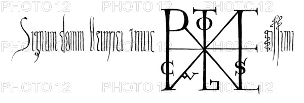 Facsimile, sign of Henry II, Heinrich II., Saint Henry, 973-1024, Holy Roman Emperor