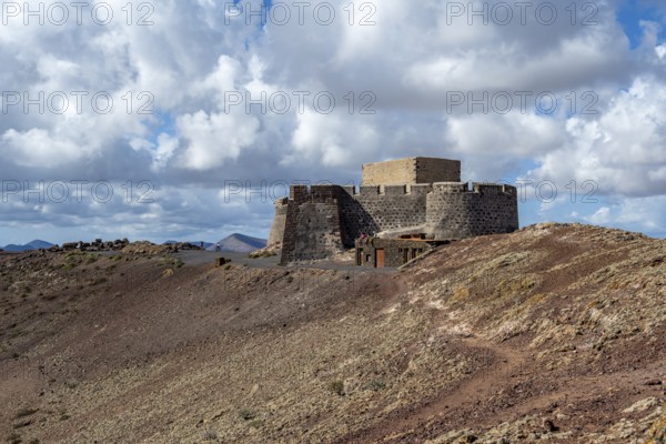 Castillo de Santa Barbara Castle on Guanapay Volcano Crater, Lanzarote, Canary Islands, Spain