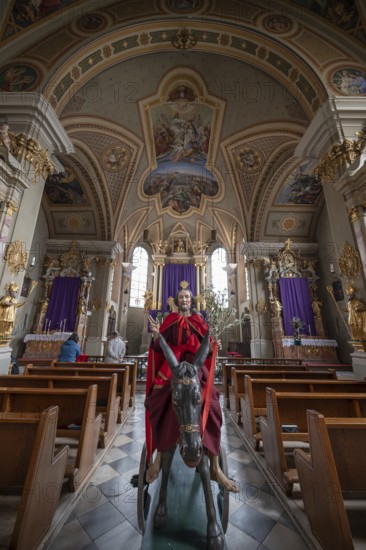 Palmesel decorated for the Palmesel procession, tradition since the 18th century, Parish Church of the Assumption of the Virgin Mary, Thaur, Innsbruck district, Tyrol, Austria