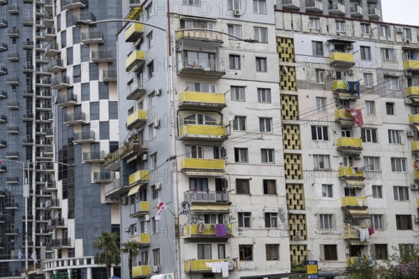 Batumi, Georgia. July 21st 2025. Old apartment buildings in poor condition in Batumi on the Black Sea coast of Georgia