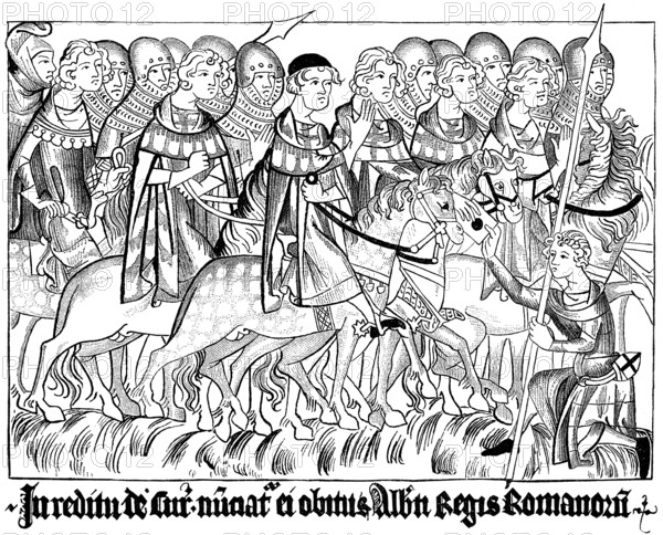 A courier carries the news of the death of Albrecht V to the Archbishop of Trier, 1308