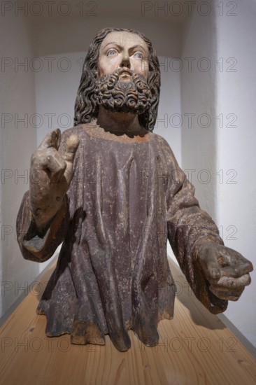 Figure of Jesus, around 1470, only the corpus of the palm tree still exists, Strigel Museum, Martin-Luther-Platz 1, Memmingen, Swabia, Bavaria