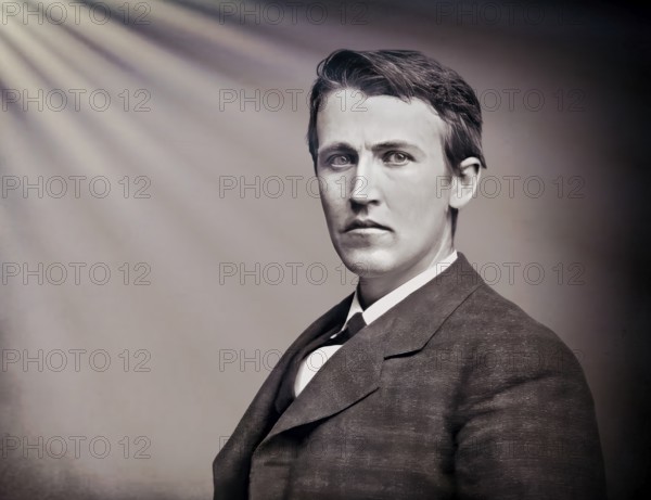 Thomas Alva Edison, 1847, 1931, American inventor, digitally edited according to a photography by Mathew Brady, 1878