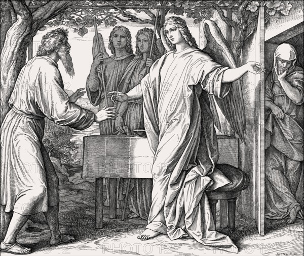 Abraham's Three Visitors, Old Testament, by Julius Schnorr von Carolsfeld, 1860