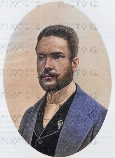 Ruben Dario, pseudonym of Felix Ruben Garcia-Sarmento 1867, 1916, Nicaraguan poet journalist and diplomat, Illustration from the book The Masterpiece Library of Short Stories, Historical, digitally restored reproduction from a 19th century original, Record date not stated