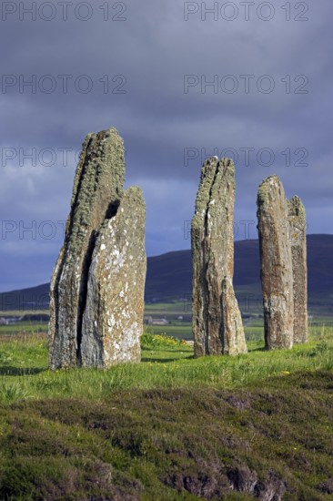 Ring of Brodgar, Brogar, Neolithic henge and stone circle of standing stones near Stromness on Mainland, largest island in Orkney, Scotland, UK
