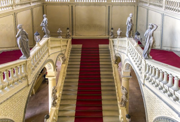 Interior design and exhibition rooms in the Würzburg Residence, imposing 18th century palace with frescoes, paintings and valuable works of art, Würzburg, Bavaria, Germany