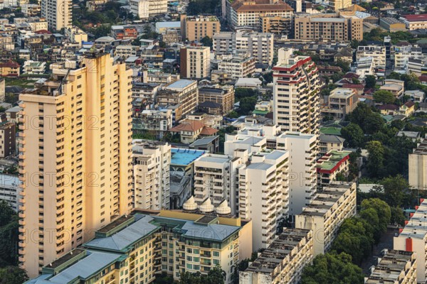 Over the rooftops of Bangkok, view from the Moon Bar on the roof terrace of the Banyan Tree Hotel, Sathon, Bangkok, Thailand's metropolis, Thailand