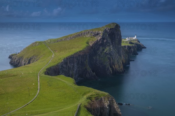 UK. Scotland. Isle of Skye. Neist Point lighthouse in the spectacular cliffs